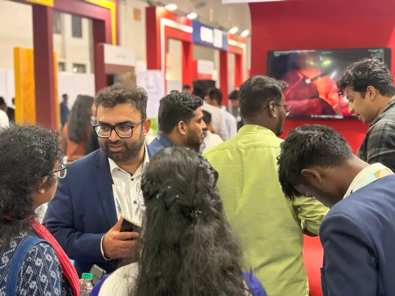 Talking with visitors. Tamil Nadu Global Startup Summit