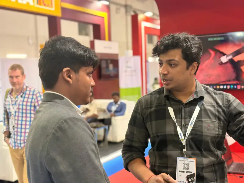 In conversation at the booth. Tamil Nadu Global Startup Summit